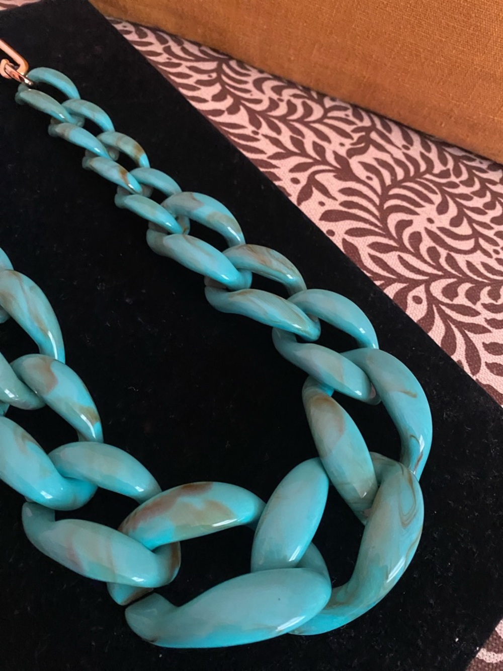Bold Chunky Blue Green Chain Necklace Acrylic – Statement Piec